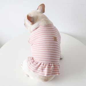 Dog Apparel Xs-xxl Size Pink Grey Colors Striped Printed Spring And Autumn Clothes Soft Material Cotton Pet Designer