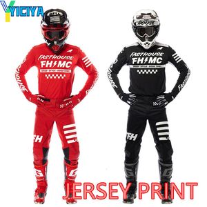 Kvinnors tvåbitar byxor Yiciya FXR Moto Cycling Mx Jersey Gear Set Off Road Dirt Bike Motocross Breattable Suit Motorcykelkläder 230906