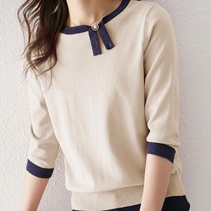 Women's Sweaters Top Femme Summer Knit Tops Women 2023 Sweater O-Neck Knitted Pullovers Woman For Shirts E804