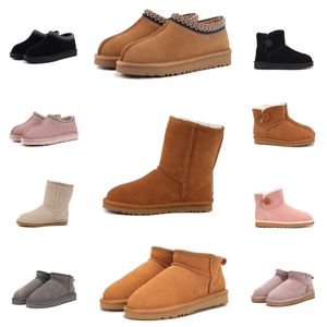 Botas de grife Ugglies Botas Mulheres Australianas Bota Tasman Bailey Dune Castanha Inverno Fivela Pele Neve Meio Joelho Curto Senhora Chinelo de Cabelo de Pele de Carneiro com Caixa