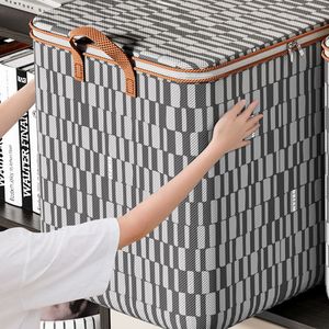 Storage Boxes Bins Quilt Container Fabric Bags With Lids Houndstooth Clothes Organizers Handle Closet Wardrobe Space Saving Bag 230907