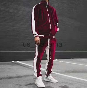 Men's Tracksuits Spring Autumn Men's Velvet Set Sport Suit Male Plus Velour Thick Hoodies+ Pants Warm Sweatshirt Sportswear Tracksuit For Men x0907