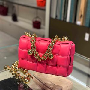 Borsa di lusso BVs Designer Botteg Vena Borse SPHERE Chain Box Diagonal Straddle Bag Rose Red X