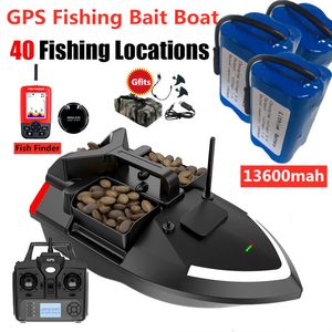 ElectricRC Boats Smart 40 Points GPS Fishing Bait Boat Auto Return RC Nesting 2KG Loading 500M Distance Fixed Speed Cruise Toy 230906