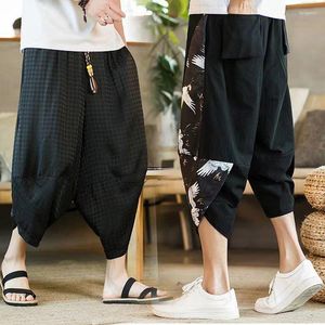 Männer Hosen Vintage Ethic Stil Lose Harem Hose Männer Mode Streetwear Chinesische Satin Hosen Männlich Plus Größe Knickerbocker