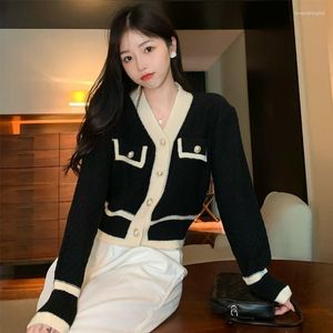 Malhas femininas elegante casaco cardigan estilo coreano chique vintage botão camisola feminina de malha com decote em v topos jaqueta exterior camisa mujer outono