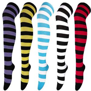 Socks & Hosiery 2021 Est Stripes Stocking Cotton Tight High Over The Knee Stockings For Ladies Girls Warm 60cm Cosplay Cartoon181m