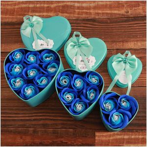 Party Favor Mothers Day Heart Shaped Soap Flower Gift Box Scented Bath Body Petal Decor Artificial Rose Dh1275 Drop Delivery Home Gard Dhjth