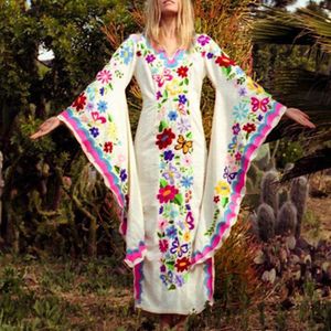 Urban Sexy Dresses Dubai Women Arab Dress Kaftan Marockan Bohemian Long Dress Print Autumn Summer Dress Robes Arabe Hijab Caftan 230906