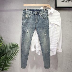 Erkek kot pantolon harajuku yaz Kore sokak tarzı vintage giyim lüks pantolon ince denim klasik serin pantolon erkekler için