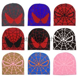 Beanie/Skull Caps Cartoon Spider Brodered Beanies Hat Men Winter Autumn Warm Knitted Woolen Bonnet Cap Soft Wool Skullies Beanie Caps Boys Gift X0907