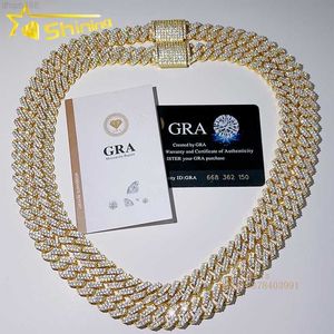 Venda quente passar diamante tester moissanite cubana corrente 925 prata banhado a ouro gelado para fora cubana corrente colar xmtcw