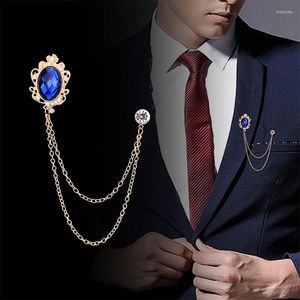 Brosches Fashion Tassel Crystal Chain Brosch Mens Kvinnors skjorta krage stift kvinnor tillbehör lyx lapel stift pärla märke smycken