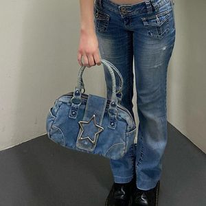 Marsupi Spicy Girl Street Fashion Retro Made Old Cowboy Nail Perline Metallo Stella a cinque punte Cerniera Borsa sottobraccio portatile con una spalla 230906