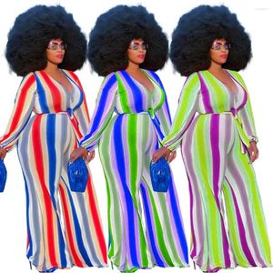 Roupa de banho feminina plus size estilo boêmio moda europeia cintura média temperamento deslocamento saúde impressão vestido solto macacão listrado