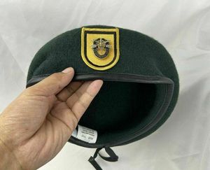 Berets ALL SIZES US Army 1th Special Forces Group BLACKISH Green Beret Badge Military Hat Reenactment