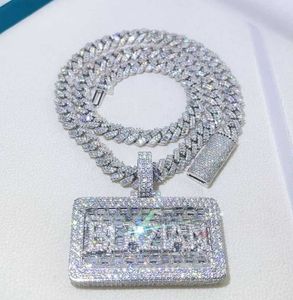 22" Baguette Custom Pendants Moissanite Cut Vvs Width Custom Letter Diamond Chain Made Iced Name Out Aeqcc