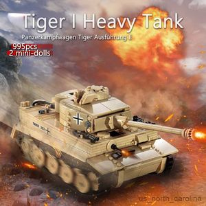 Block 995st Tiger Heavy Tank Building Blocks Militäruppsättning Vapen Creative Model Kids Toys For Children Boys Gifts R230907