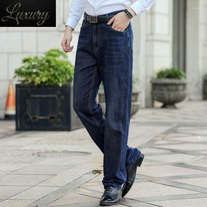 Jeans da uomo 2023 Big Tall gamba dritta a vita alta nero maschio classico extra allungato pantaloni in denim elasticizzato a lunga lunghezza da uomo