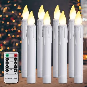 Candles LED Candle Light Flickering Flame Battery Powered With Timer Remote Control Fake For Home Decor Wedding White 230907