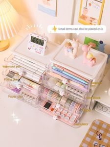 Storage Boxes Bins 1piece Desk Drawer Cute Plastic Transparent Box Stationery Cosmetics Container 230907