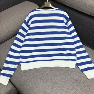 Kadın Sweaters Çizgili Örgü Üstü Kadınlar Boncuklu Kırmızı Bowknot Karışık Renkli Kazak Ofis Leydi Moda Sonbahar Kış Kore Külotu