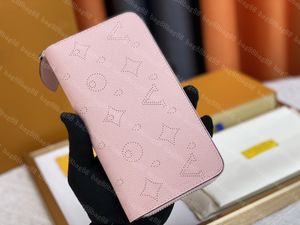 Clássicos designer de luxo laser escavado carteira com zíper longo bolsa feminina saco de embreagem titular do cartão carteiras m61867 rosa
