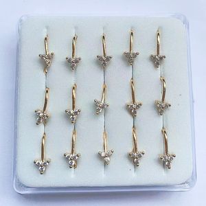 Labret Lippenpiercing-Schmuck, 15 Stück, Nasenringe, zum Anklipsen, Zirkon, verkupfert, 18 Karat Gold, ohne Blumenmanschette, Nariz-Großhandel 230906