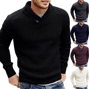 Suéter masculino harajuku suéter de malha cor sólida pulôveres simples moda para homens manga comprida roupa diária pull homme 2023