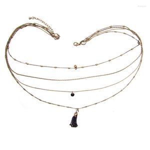 Kedjor ryska guld handgjorda 3chains tröja långt halsband dekorerat med kristaller charm tassle 60 st parti