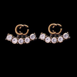 Stud Designer Marca Brincos Vintage Metal Pérola Stud Bonito Presente Feminino Rosa Brincos Luxo Ouro Cheio Diamante Brincos Aniversário Amor Menina Cristal Jóias