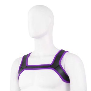 Bras conjuntos fetiche gay corpo bondage bdsm arnês para homens masculino exótico tops borracha peito cintos de ombro rave festa filhote de cachorro roupas 237m