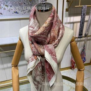 Scarves Designer H Luxury Velvet Scarf Women's Fashion Silk Cashmere Large Square Mesh Red Shawl Neck Dual Use 1UID