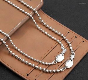 Correntes S925 Sterling Silver Round Bead Chain Colar para Mulheres Simples e Elegante Combinando Camisola Versátil B