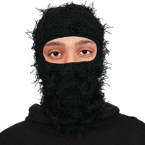 Beanie/Skull Caps Hip Hop Tassel Balaclava Full Cover Ski Mask Trend Sticked Camouflage Headgear Unisex Y2K Knit Hat Face Mask for Women Men X0907 X0908