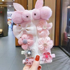 Acessórios de cabelo Um conjunto de pelúcia colorido amante infantil flor menina pino princesa arco bonito pulseira clipe acessório animal fruta