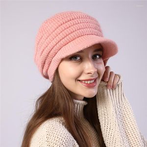 バイザー女性冬の温かい帽子Y2K服ソリッドニットフリースベレー帽子韓国レディーゴラスハラジュクカジュアル肥厚ピークキャップ