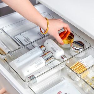 Storage Boxes Bins Clear Drawer Organizer Transparent Divider Box Case for Utensil Cosmetic Groceries Kitchen Tableware 230907