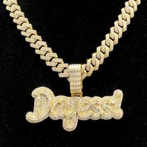 Lady Lady Name Letter Iced Diamond Karat Vvs 14k Pass Moissanite 10k Out Tester Real Gold Fine Pendant Woman Custom Jewellery Ktfgf