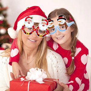 New Christmas Decorations Xmas Tree Snowman Elk Paper Glasses Photo Booth Props Holiday Children's Merry Christmas Funny Glasses Decor 0907