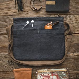 Midjepåsar Maden Men's Oil Waxed Canvas Messenger Bag Waterproof Travel School Work Tools Crossbody Wearresistant 16oz Belt Cross 230906