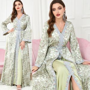 Ethnic Clothing Morocan Print Evening Dresses Dubai Abaya Isalmic Arab Kaftan Ramadan Eid Muslim Women Maxi Robe Jilbab Femme Musulman