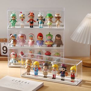Storage Boxes Bins Acrylic Clear Doll Toys Organizer Box Mystery Display Stand Popmart Case Waterproof Dust Proof Blind 230907