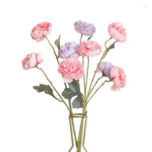 Kwiaty dekoracyjne 3PCS sztuczny jedwabny piwonia róża lulian kwiat faux bukiet kwiecisty aranżacja sztuczna wystrój przyjęcia weselny