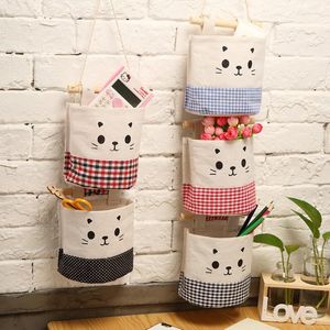 Storage Boxes Cotton And Linen Pocket Wall Mounted Wardrobe Door Fabric Miscellaneous Bag Hanging Organizer