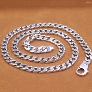 Chains Real 925 Sterling Silver Chain Women Men 7mm Solid Cuban Link Curb Necklace 22inch Length 57-58g
