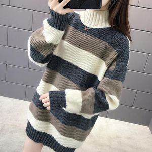 Kobiety swetry dzianiny damskie swetr mujer pullovers żeńska renderowanie górna odzież Qiu Dong Długowy wiatr Stripe