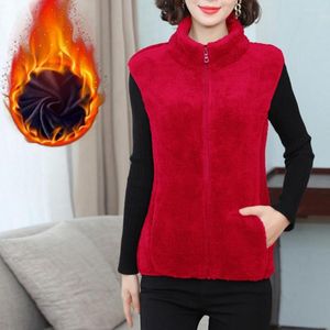 Women's Vests Women Plush Waistcoat Cozy Chic Fleece Vest With Stand Collar Zipper Placket Pockets For Autumn Winter Wardrobe