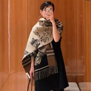 Märke lyxhöst vinter lång halsduk mode sjal dubbelsidig tryckt mönster retro tassel stil kashmir halsdukar varma pashmina