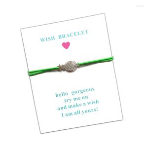 Charm Bracelets 10pcs/lot Wish Card Bracelet Pineapple Stainless Steel Adjustable Cord For Men Women